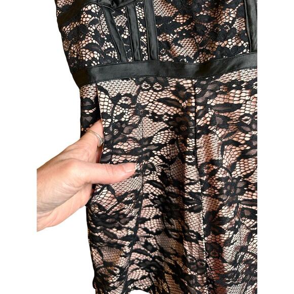 Vtg 90s BEBE Black Lace Overlay Baby Pink Lining Cocktail Party Sz M‎ Whimsigoth - Picture 8 of 16